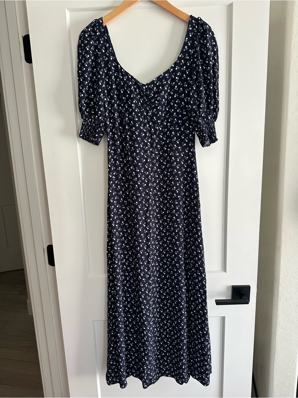 Madewell Ruched Scoopneck Side Slit Midi Dress size 2